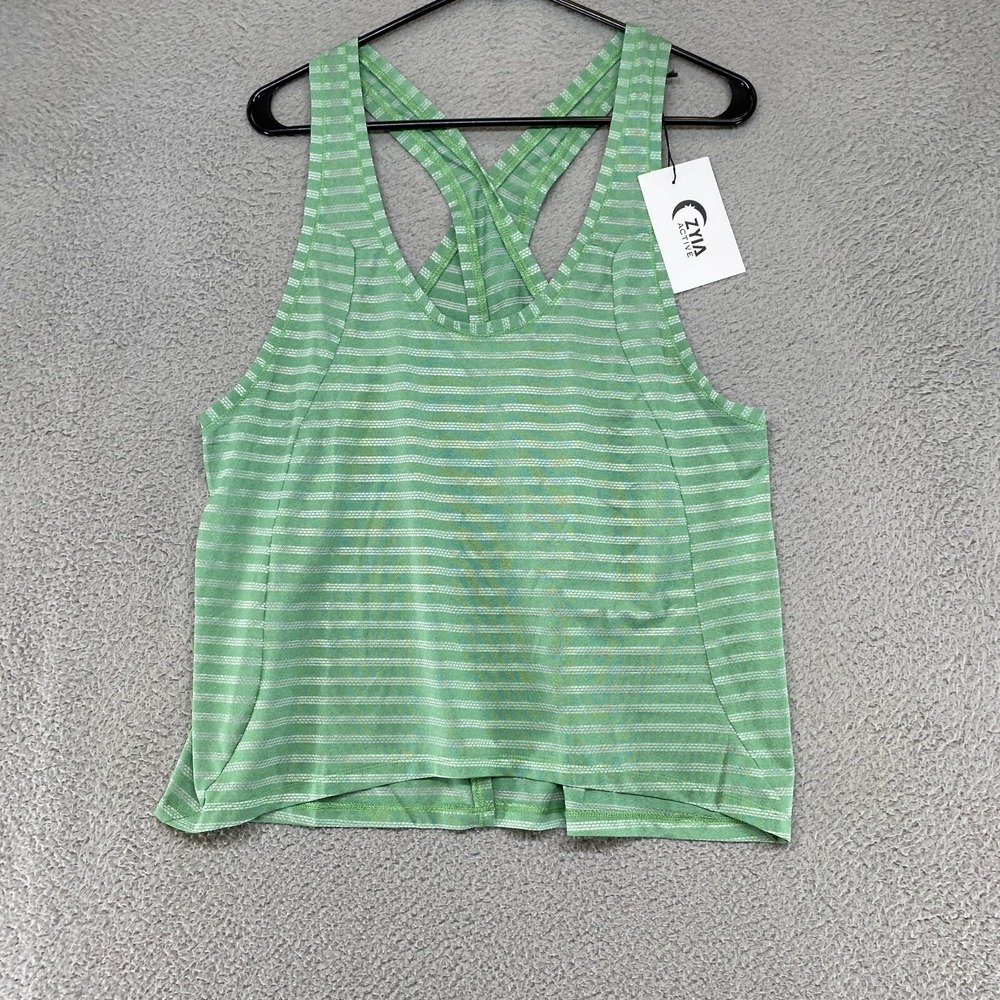 Zyia‎ Active Tanktop Womens XXL / 2XL Split Back Tie Tank Green Boxy Loose